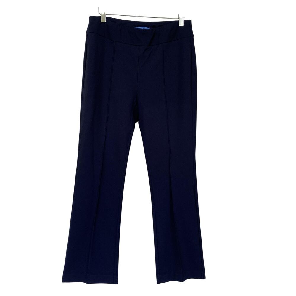J McLaughlin Pants Large Navy Blue Ponte Knit Pull On Shaping Pockets 30x29